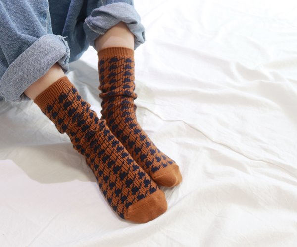 가을 체크 socks - set [3 color]