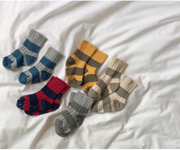 넓은 줄 socks - set [5 color]