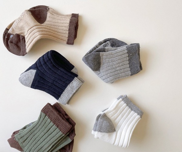 배색 골지 socks - set [5 color]